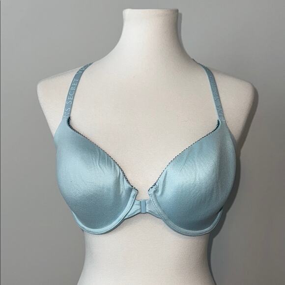 Victoria's Secret Light Blue Lined Demi Halter Bra Front Closure 36D - Picture 1 of 6